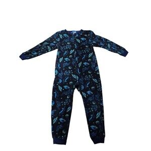 Fleece space pajama zip up onesie size medium